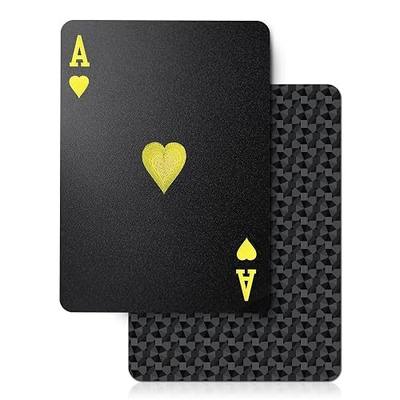 ACELION Waterproof Playing Cards, Plastic Playing Cards, Deck of Cards, Gift Poker (Black Diamond Cards)