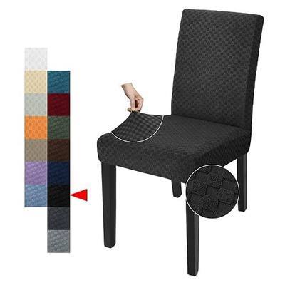 YEMYHOM 2 Packs Latest Checkered Dining Chair Slipcover Parsons Chair Furniture Protector Stretch Chair Covers for Dining Room, Restaurant, Kitchen, Party (Black)