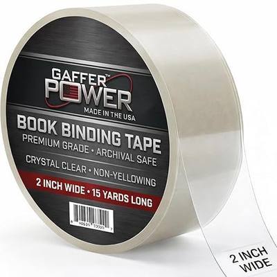 Gaffer Power Clear Book Binding Tape 2 in x 15 Yds, Acid Free, USA Made | Archival non-yellowing repair tape for book spines, covers and pages; library safe