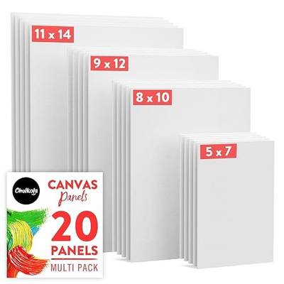 Chalkola Canvas for Painting - (20 Bulk Pack, 5x7, 8x10, 9x12, 11x14 inch) | 100% Cotton Panels, Primed Blank Canvases for Painting for Kids & Adults - Paint Canvas Boards for Acrylic, Oil, Watercolor | 20 Bulk - 5x7, 8x10, 9x12, 11x14 inch - 100% Cotton, Primed Blank Canvases for Painting Boards fo