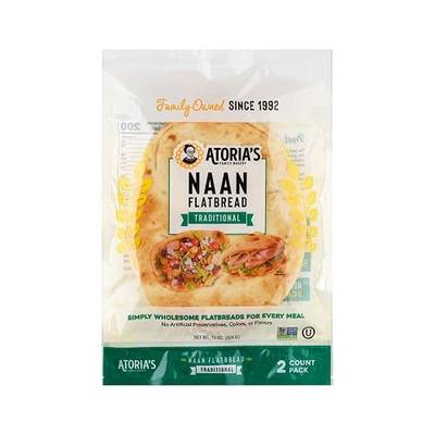 Atoria's Family Bakery Traditional Naans, 16 Count 8-Packs of 2 Sheets (16 Sheets)