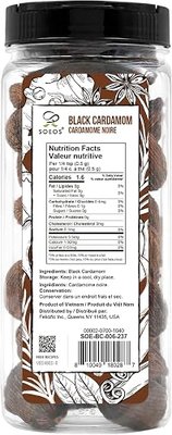 Soeos Black Cardamom Pods, 6 Ounces, NON GMO Verified, Kosher, Smoky Flavor, Freshly Dried Cardamom Seeds, Perfect for Asian and India Cooking Spice