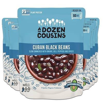 A Dozen Cousins Meals Black Beans Ready to Eat, Vegan and Non-GMO Seasoned Beans Made with Avocado Oil (Cuban Black Beans, 12-Pack)