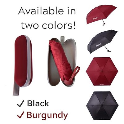 Vibrance Compact Travel Umbrella | Windproof Durable | 3 in 1 Bundle includes 2 FREE Ponchos | Pocket Mini | 6 Rib