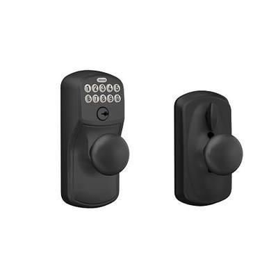 Schlage Electronic Keypad Lock, Lever Handle, Camelot Trim, Matte Black | Keypad door lock with handle, Keyless entry, Push button keypad, Flex Lock auto-lock option, Certified security, FE595