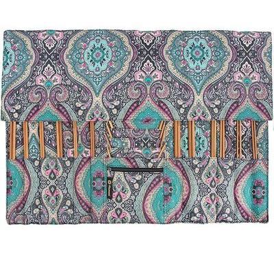 PACMAXI Knitting Needles Organizer Foldable Knitting Needles Storage Case | Roomy carry bag for sewing, knitting and craft tools. Multiple pockets. Tools not included. Holds 14.