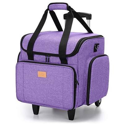 LUXJA Sewing Machine Case with Detachable Dolly, Purple | Sewing Machine Tote with Removable Bottom Pad, Patent Design