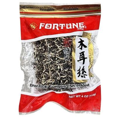 Fortune Dried Black Fungus Dried Woodear Mushroom (Shredded) 4oz. 特級木耳絲 (Pack of 3 )