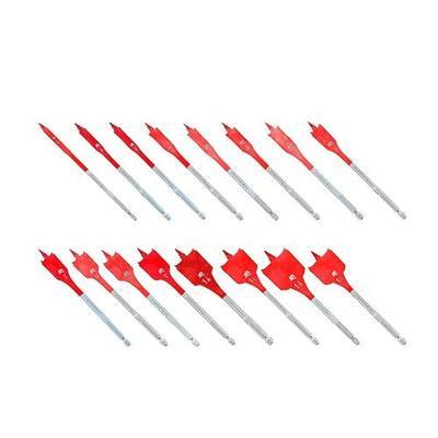 Diablo Speed-TIP Spade Bit Set for Wood - 1/4"-1-1/2" Sizes, 16-Piece | 1/4" Hex Shank, with Case, Fast Self-Feeding Hole Drilling, Clean Wood, Impact Strong Design - DSP2980-S16