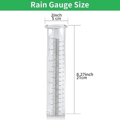 TBWHL 7" Capacity Rain Gauge Replacement Tube Glass, Rain Gauges Outdoor Replacement Glass, 8.27 Inches x 2 Inches Rain Gauge for Yard Garden Outdoor, Deck, Lawn (1Pcs)