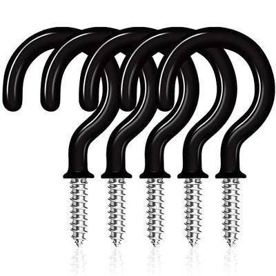 JEGONFRI 50 PCS Ceiling Hooks, 1-1/4” Vinyl Coated Hooks for Hanging Plants | Heavy Duty 20lbs, Rustproof Carbon Stee, J Shape Design, Screw-in for Wall/Wood, for Coats, Hats, Bags, Plants