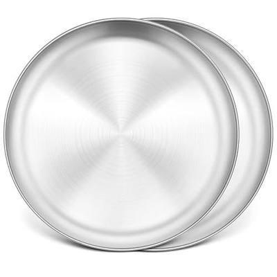 P&P CHEF Pizza Pan Set of 2, Stainless Steel Pizza Tray, Round Pizza Plate For Pie Cookie Pizza Cake, Non Toxic & Heavy Duty, Dishwasher Safe & Easy Clean, 13.5 Inch & Silver
