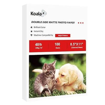 Koala Double Sided Matte Photo Paper 8.5X11 Inch 48LB 100 Sheets | Presentation Paper Compatible with Inkjet Printer, 180gsm