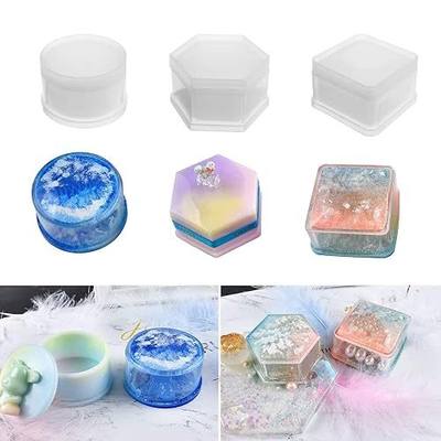 Quonae 6 PCS Box Resin Mold, Resin Jewelry Box Mold, Hexagonal Cylindrical Storage Box Mold and Square Resin Mold, mainly Used for DIY Storage Jewelry Production and Home Decoration Placement