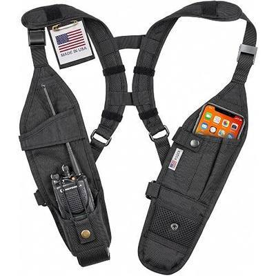 USH-300D Double Radio Holster for Two-Way Radios - Hands-Free Shoulder Harness with Adjustable Pouches for Motorola and ICOM - Proudly Made in USA