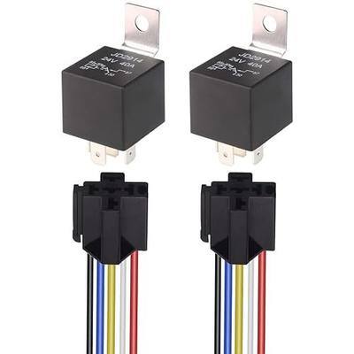Gebildet 2pcs JD2914 Car Relay Harness 24V 40A 4 Pin SPDT 12AWG Harness Sockets with Built-in Diode for Automotive Truck Van Motorcycle Boat