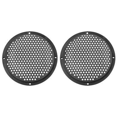 X AUTOHAUX 2pcs 4'' Plastic Audio Speaker Cover Mesh Subwoofer Grill Horn Guard Decorative Circle Grille Protector Black for Car
