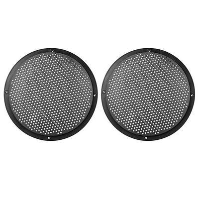 X AUTOHAUX 2pcs 8'' Plastic Audio Speaker Cover Mesh Subwoofer Grill Horn Guard Decorative Circle Grille Protector Black