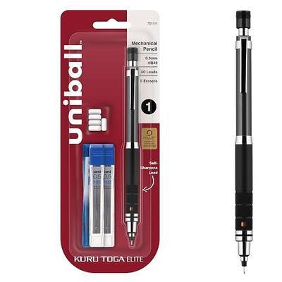 uniball™ Kuru Toga Elite Mechanical Pencil Kit, 0.5mm, HB No. 2, Gun Metal | Rotating lead engine keeps tip sharp, diamond-infused No. 2 lead for dark marks, knurled grip, replaceable eraser, refillable