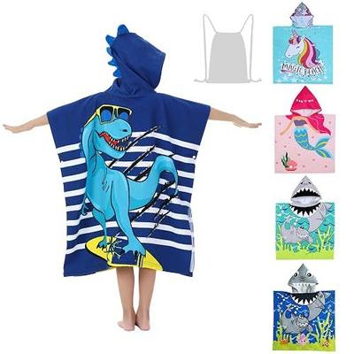 Dinosaur Beach Towel with Hood for 3-10 Years Boys and Girls Hooded Towels Bath Robe for Kids