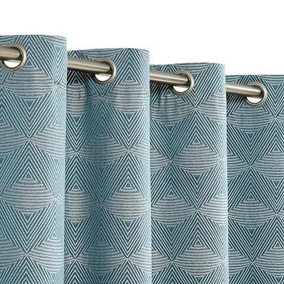 Full Blackout Teal Curtains 63 Length for Bedroom with Abstract Geometric Patterned Room Darkening Thermal Insulated Blocking Curtain Drapes Jacquard Window Panels,52" Wx63 L Grommet Top
