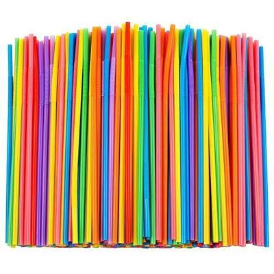 Zmaxqii 300 Pcs Colorful Flexible Plastic Straws, BPA-Free Disposable Bendy Straws, 10.2" Long and 0.23'' Diameter