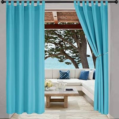 LORDTEX Indoor/Outdoor Curtains Waterproof Tab Top Patio Curtains | Sun Blocking Set of 2 Panels Thermal Insulated Curtain for Porch, Pergola, Cabana, Gazebo, 52 x 84 inch, Teal