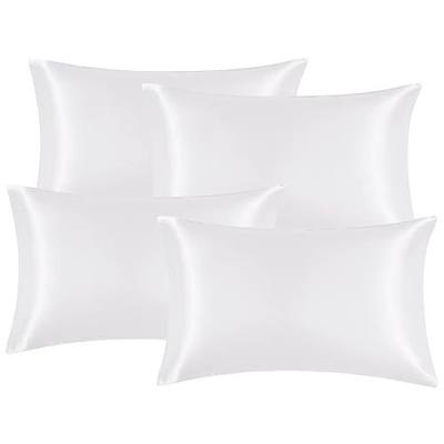 Hansleep Kids Satin Pillowcase Set of 4 Silky Soft Pillowcase for Hair and Skin, Wrinkle, Fade Resistant with Envelope Closure (White, Queen 20x30'')