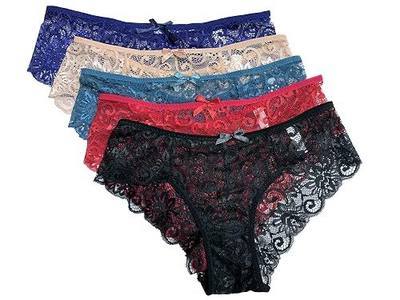 Women Seamless Lace Bikini Panties Sexy Hipster Panties Low Waist Floral Lace Briefs Underwear Pack of 5