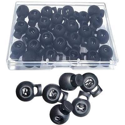 TTSAM 25 PCS Adjustable Ball Cord Lock Round Toggle Stopper Cord Stop Toggle Rope Toggle Spring Cord Clips, for Paracord, Drawstrings, Camping, Hiking, Shoelace Replacement, Sports, Backpack,Black