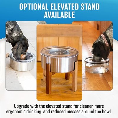 Slopper Stopper Tritan Plastic Dripless Water Bowl with Lid – Holds 1 Gal, Reduces Spills & Trails Up to 85%+, Water Bowl for Large Breed Dogs (51-85 lbs), The Original Slobber Stopper