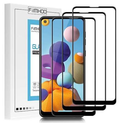 FilmHoo Galaxy A21 Screen Protector Tempered Glass, HD Clear Scratch Resistant Bubble Free Full Coverage(3-Pack)
