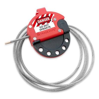 TRADESAFE Lockout Tagout Adjustable Cable Lock - 6 ft Steel Cable Lock | Uv-resistant Pvc-coated Steel Cable, Non-conductive Nylon Body, Secures With Up To 5 Loto Padlocks