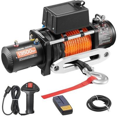 VEVOR 13,500 lb Electric, Truck Winch 12V DC 3/8 in x 80 ft Synthetic Rope Aluminum Fairlead Wireless & Wired Remote Control, 13500 lbs, IP55 Waterproof Towing for Off Road Jeep SUV Boat