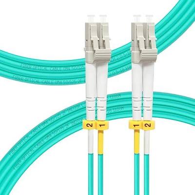 FLYPROFiber- LC to LC Fiber Patch Cable OM4 Multimode 3M/10ft | Duplex, 50/125um MMF, MM Multi mode Fiber Jumper, For 10G/40G/100G Transceivers / Data Centers, Fully Pre-Tested, LSZH, Aqua