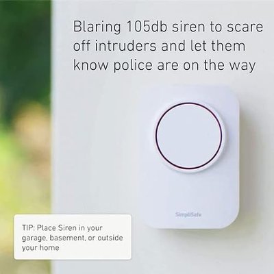 SimpliSafe 105dB Auxiliary Siren - Compatible with Gen 3 Home Security System