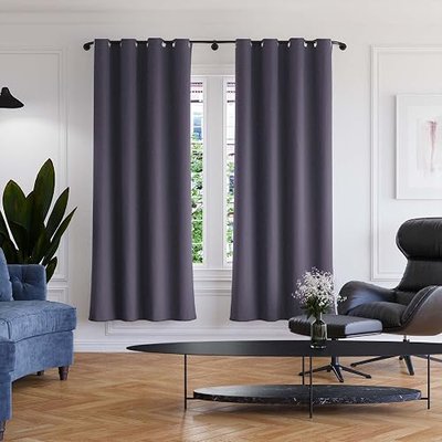 Blackout Curtains for Bedroom Silky Texture High Density Triple Weave Grommet Top Black Out Curtains for Bedroom - Purple, 52 Inch Wide by 72 Inch Length, 2 Panels