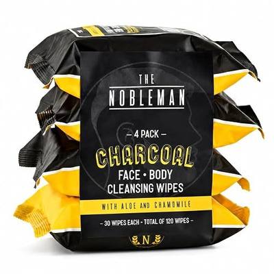 Men's Charcoal Face + Body Cleansing Wipes - 4 Pack (120ct)