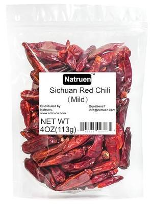 Natruen Whole Sichuan Red Chili Pods 4 oz, Mild, Facing Heaven Chilies | Mild Heat, Perfect for Chili Oil, chili paste, hot pot, stir-fries and sauces, mild heat, authentic Sichuan flavor