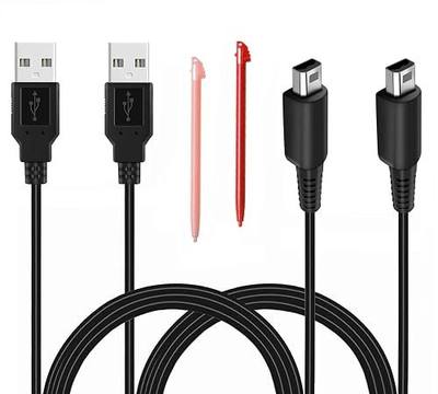 2 Pcs 3.9ft USB Charger Cable Compatible with 3DS/ 2DS, Play and Charge Charging Cord Compatible with 3DS/ 2DS/ DSi with 2 Stylus