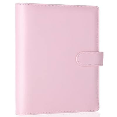 Antner A5 Binder 6 Ring Refillable Notebook Planner Cover for A5 Planner Inserts & Refill Paper, PU Leather Loose Leaf Budget Binder Personal Organizer Kpop Photocard Holder with Magnetic Buckle, Pink