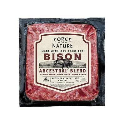 Force of Nature Meats Grass-fed Ground Bison Ancestral Blend | Bison with Liver & Heart | Regenerative | 14oz