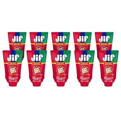 Jif Squeeze Creamy Peanut Butter Spread, 7g Protein (7% DV), 10 Pouches | 13-oz. resealable pouches, 7g protein per serving, 7% DV, See nutrition information for fat and saturated fat content