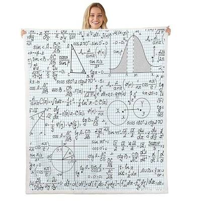 Erosebridal Mathematics Formula Throw - Math Equation Fleece Blanket Queen Size for Kids Boys Girls Teens Blue Plaid Grid Plush Bed Blanket Education Sherpa Comfort Dorm Decoration