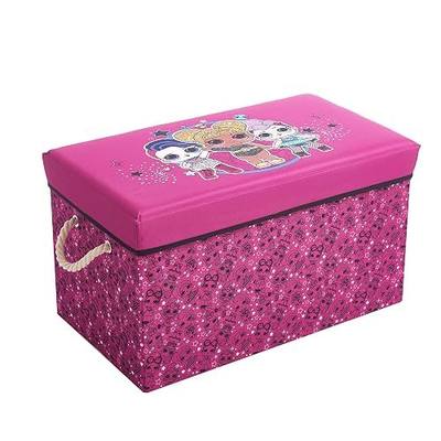 LOL Surprise Collapsible Toy Storage Bench and Ottoman, 14.5" H x 14.5" D x 25" L