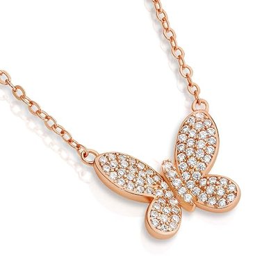 Dainty Butterfly Necklace for Women. Beautiful Necklace with 75 Simulant Diamonds. Dainty Jewelry for Women. Butterfly Jewelry. Dainty Necklaces for Girlfriend. Friendship Jewelry.