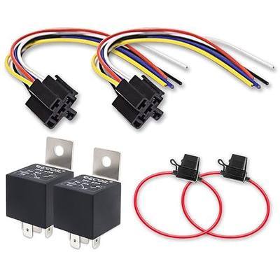 Recoil 5-Pin 30/40A 12V SPDT Relay Interlocking Relay Sockets | Automotive Car in-line ATC Fuse Holders 2 Pack
