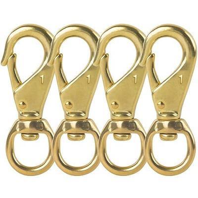 AOWESM 3¼″ Brass Swivel Snap Hook – ¾″ Swivel-Eye Flag Hooks (4-Pack) | Solid Brass Diving Clips #1 — Ideal for Bags, Belting, Leashes, Straps, Luggage, Leathercraft, and Other Applications