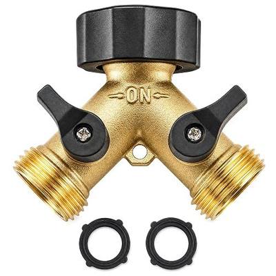 Xiny Tool Hose Splitter, Garden Hose Splitter Heavy Duty 2 Way, Solid Brass Water Hose Y Splitter 2 Valves with 2 Extra Rubber Washers