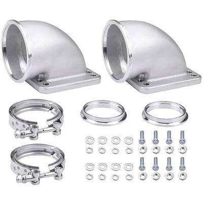 SPELAB 3.0" V-Band Cast Turbo Elbow Downpipe Adapter 304 Stainless Steel for T3 T4 Flange Turbocharge (2)